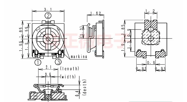 YYT 10 шт. SMD регулируемый резистор 3*3 мм потенциометр точной настройки 3X3 1K 5K 10K 20K 30K