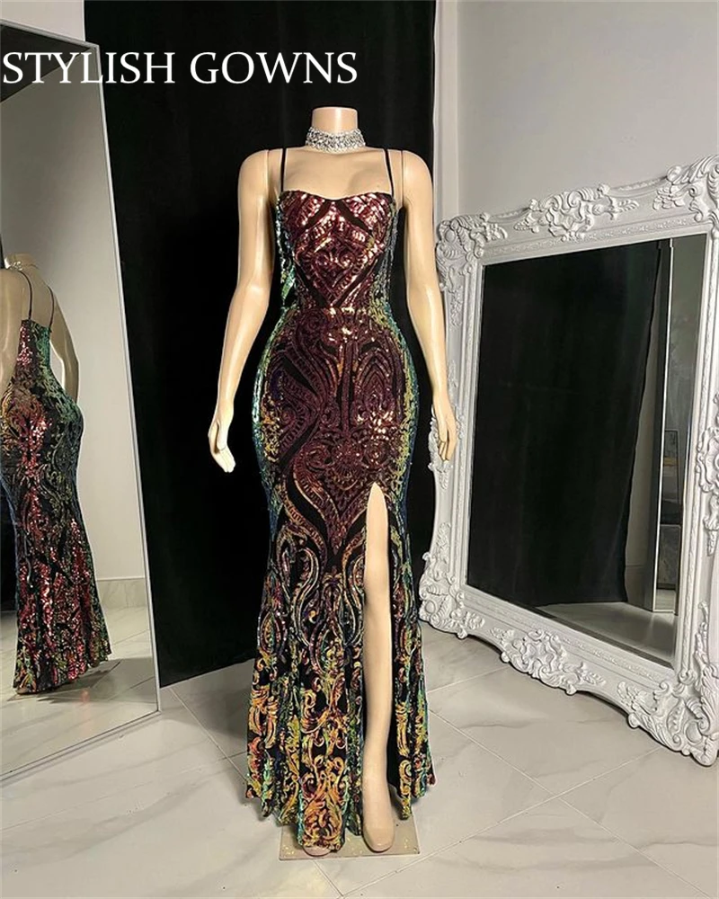 

Женское длинное платье для выпускного вечера, Черное вечернее платье с высоким разрезом, платье для вечеринки в честь Дня Рождения, 2022