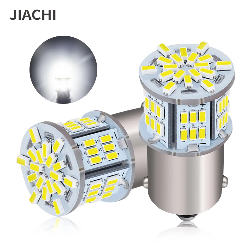 

JIACHI 100 шт. 1156 1157 Светодиодные Лампы BA15S P21W 3014 чип 54smd автомобильные запасные задние фонари указатели поворота 12-24 в 6000k
