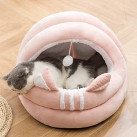 warm cat house semi enclosed cat nest with ball puppy kennel pet house foldable bed soft indoor plush pet sleeping bag casa gato