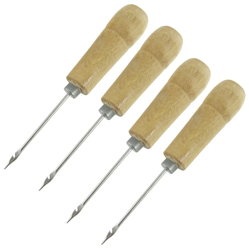 

Retail 4 Pcs Wooden Handle Sewing Awl Speedy Hand Needleer