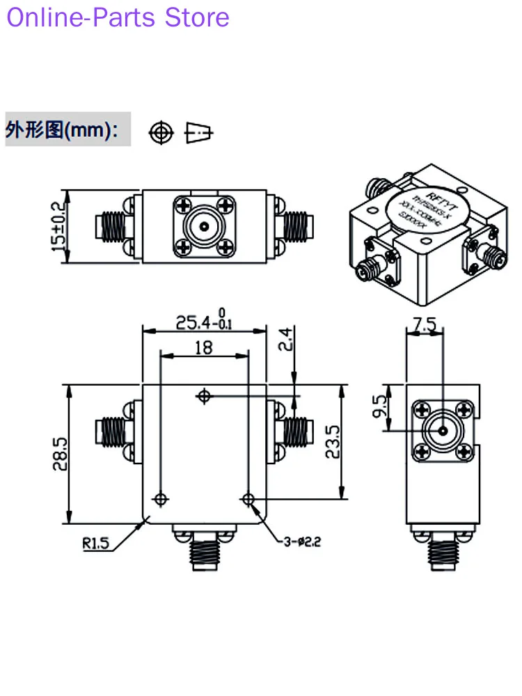 0 8-1 ГГц Частотный Сегментированный радиочастотный микроволновый ферритовый