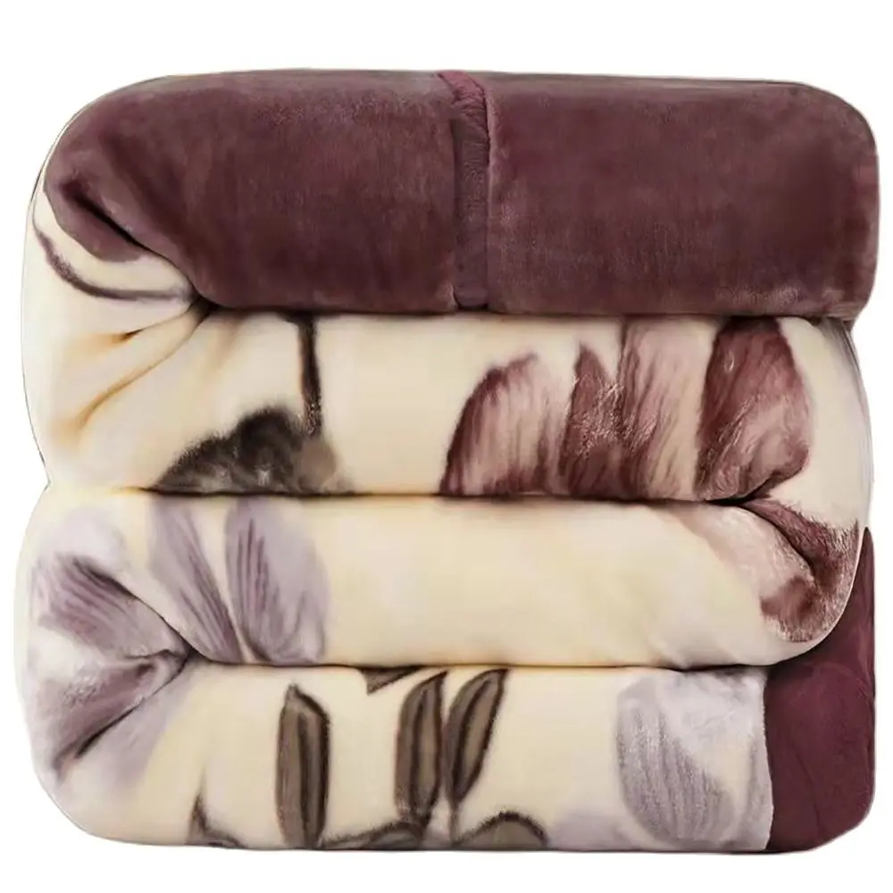 

Double Layer Winter Thick Raschel Mink Weighted Blanket For Double Bed Soft Warm Heavy Fluffy Rose Flower Throw Blankets