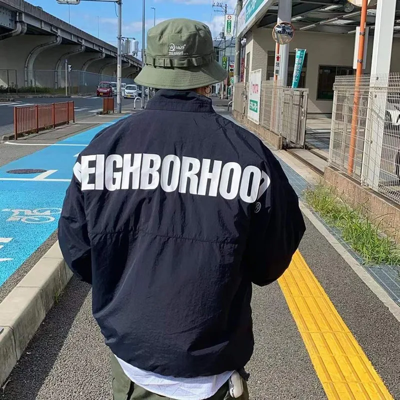 

23 NEIGHBORHOOD-Men's Casual Jackets, Outdoor Windproof Nylon Stand, Half Zipper Collar, Charge Coat, Japanese NBHD, Autumn, Hot