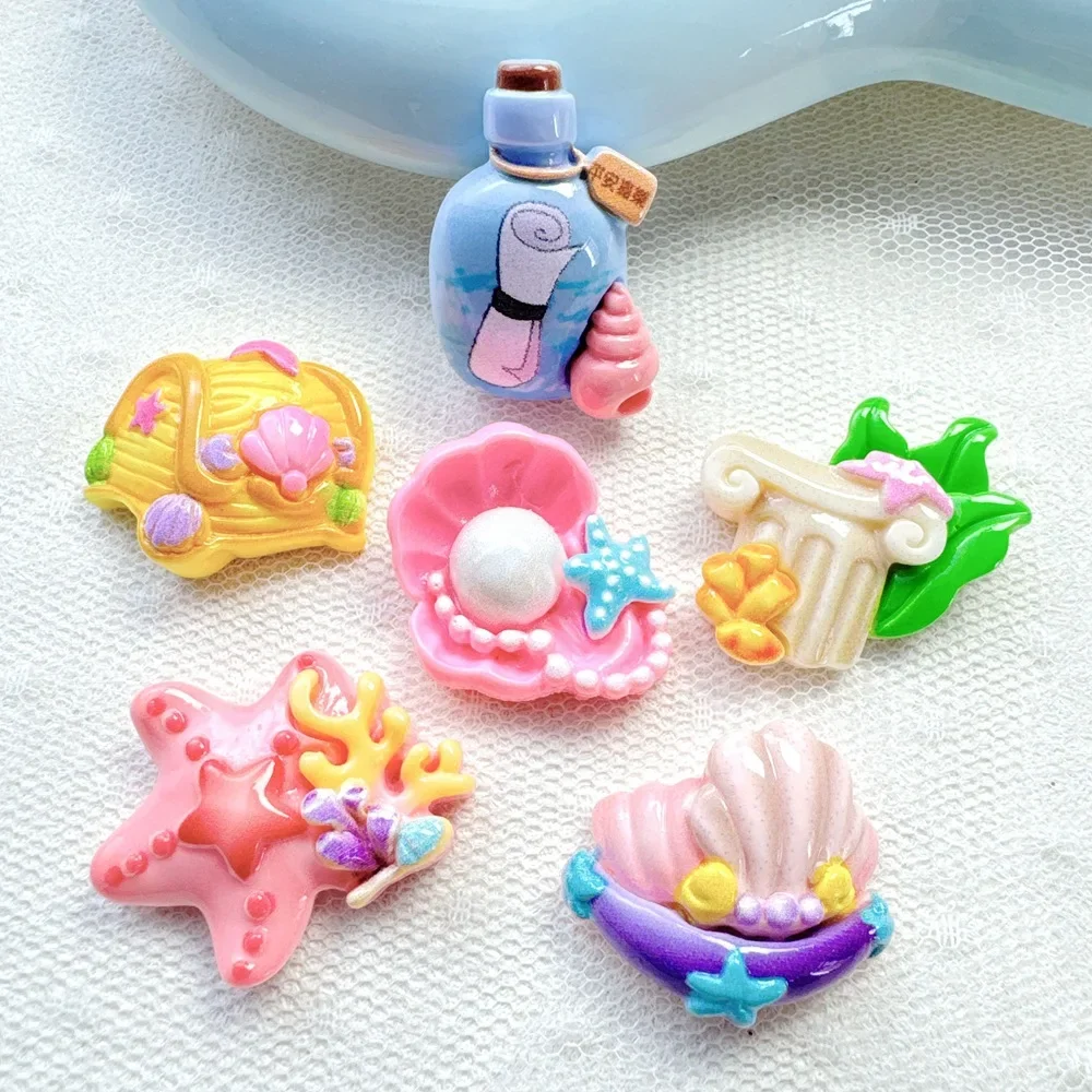 Фото Серия Resin Ocean: Кабошоны с плоским основанием, миниатюры для кукольных домиков, 3D DIY наклейки, магниты на холодильник, чехлы для телефонов, шармы для Crocs, декор для скрапбукинга №2