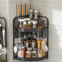 Desktop Kitchen Corner Shelf Multifunctional stainless steel Storage Rack with Knife Holder or Chopsticks Holder for Spice Jars