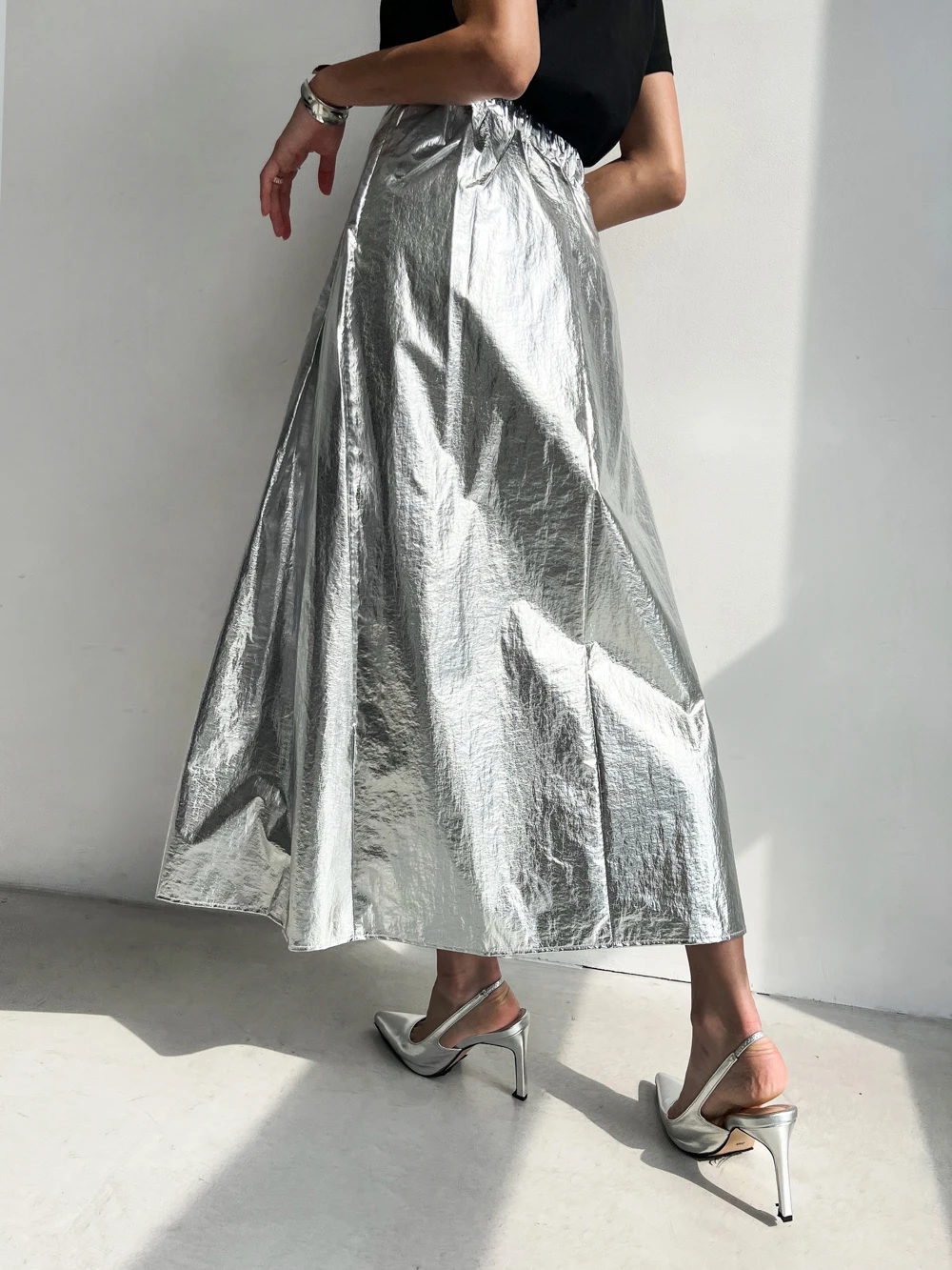 Женская юбка с эластичной завышенной талией 2 цвета