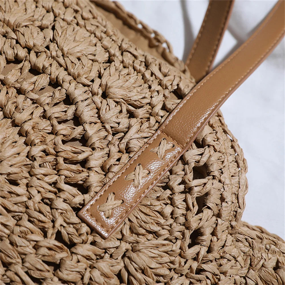 Straw Weaving Crossbody Bags Women Luxury Designer Beach Vacation Shoulder Bag Ladies Vintage Versatile Large Capacity Handbags