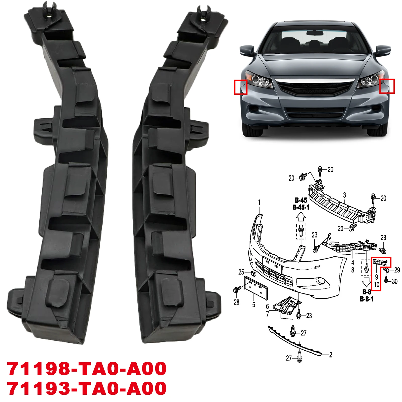 2X Левый Правый передний бампер кронштейн для крепления луча направляющей