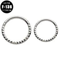 astm f136 titanium nose rings ear piercing cartilage helix tragus earrings hoop lined pyramid cut front septum clicker jewelry