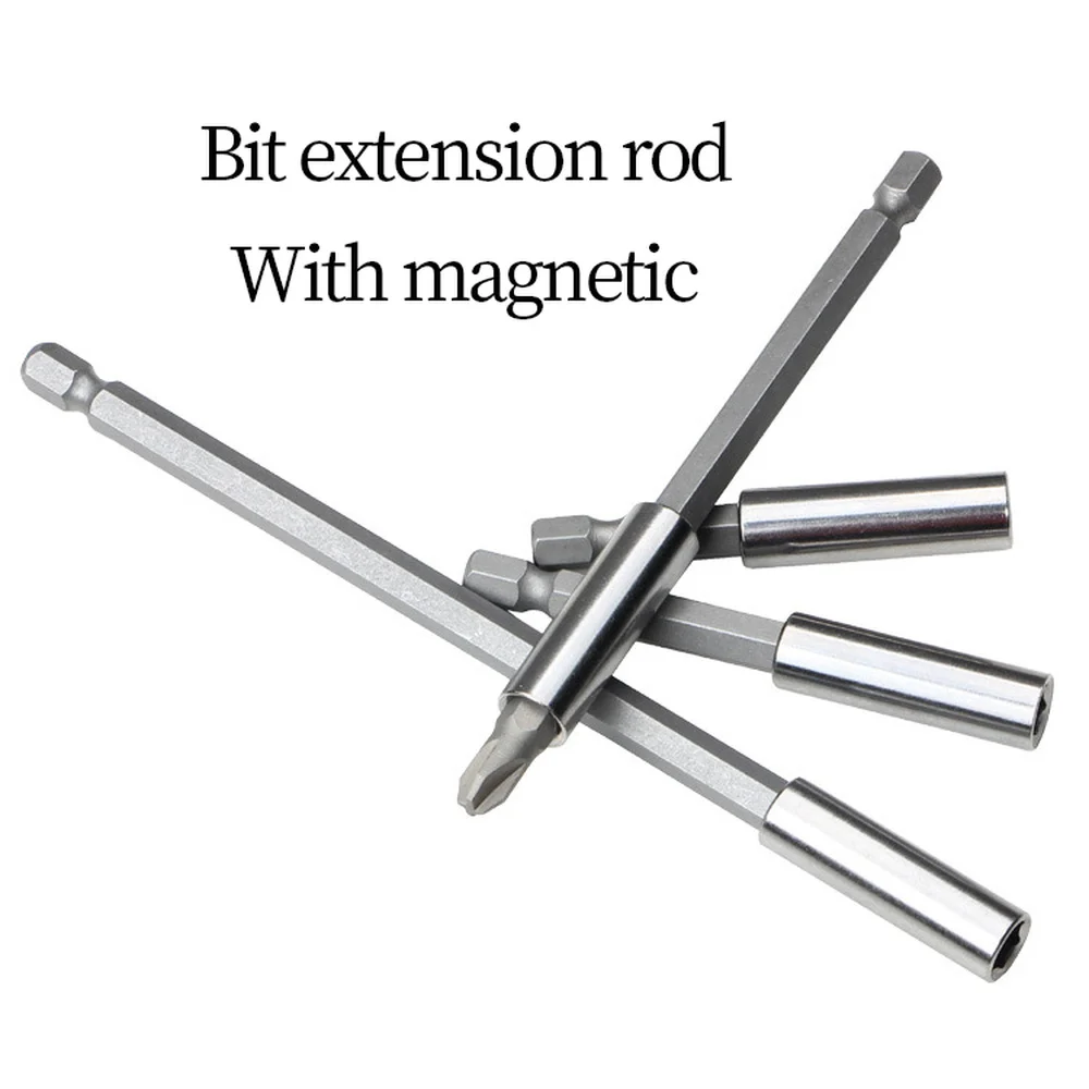 High Quality Magnetic Extension Bit Set Extensions Quick Change 1/4" 6.35mm Hex Rod Shank Long Handle 50 60 75 100 150 mm