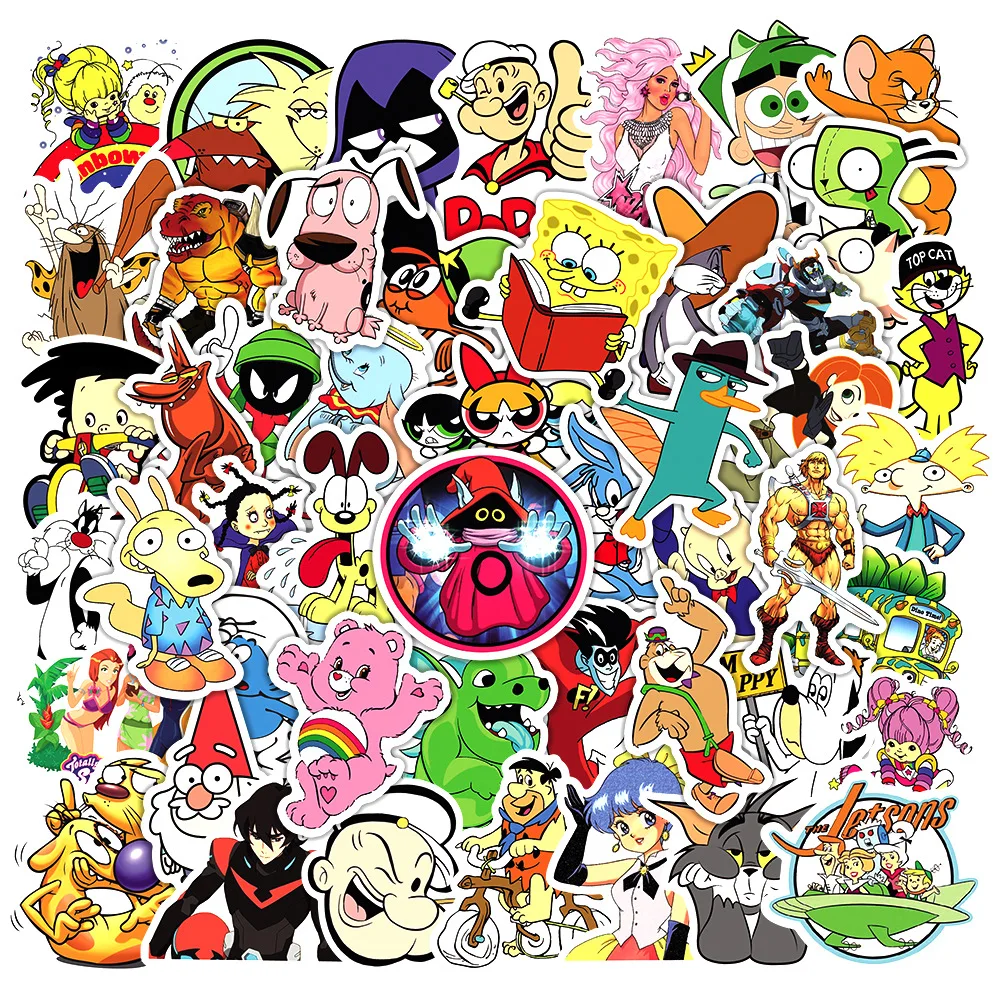 

50pcs Classic Nostalgic European and American Cartoon Graffiti Stickers Suitcase Notebook Skateboard Water Cup Stickers