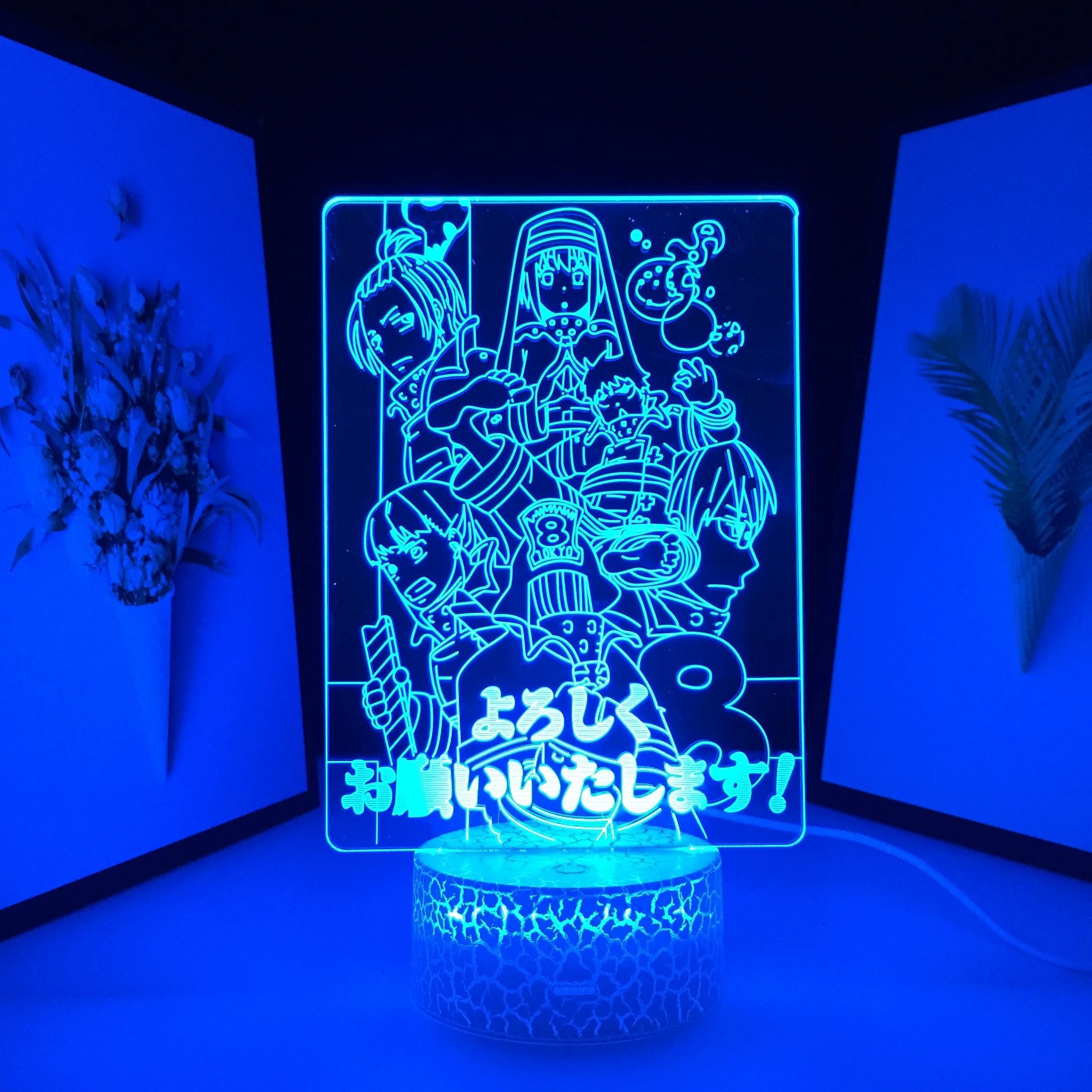 

Fire Force Japanese Anime Figure 3D LED Night Light for Birthday Gift Bedroom Decoration Fire Force Manga Room Remote Table Lamp