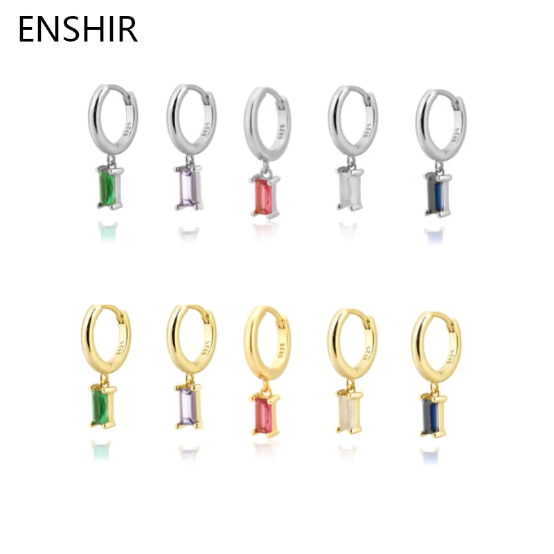 

ENSHIR Rectangular Colored Hoop Earrings For Women Simple Fashion Gold Dainty Earring Female Gift Accessories Wholesale