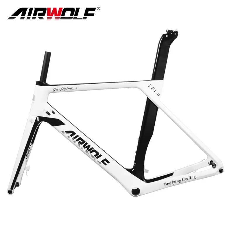 

AIRWOLF Aero Carbon Road Frame with Fork Seatpost Bottom Bracket BB86 49/52/54/56cm Racing Disc Brake Carbon Road Bike Frames