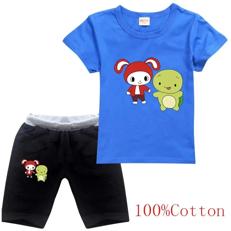 Фото ♥ Комплект одежды для девочек и мальчиков AA JJ Mikey: летние футболка и брюки, повседневный спортивный костюм из 2 предметов, футболка Maizen JJ, спортивный костюм, новинка 2026 №5