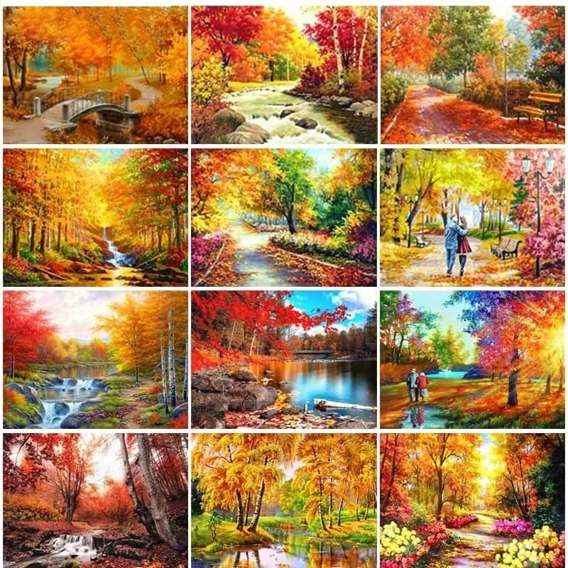 

2023 новая 5D алмазная живопись осенний пейзаж полная круглая бриллиантовая вышивка распродажа украшений подарки Mk784