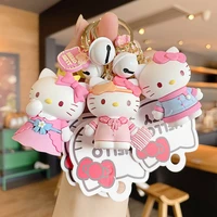 sanrio kt cat keychains anime figure cute dressup diary series cartoon peripheral doll pvc material bag pendant birthday gift