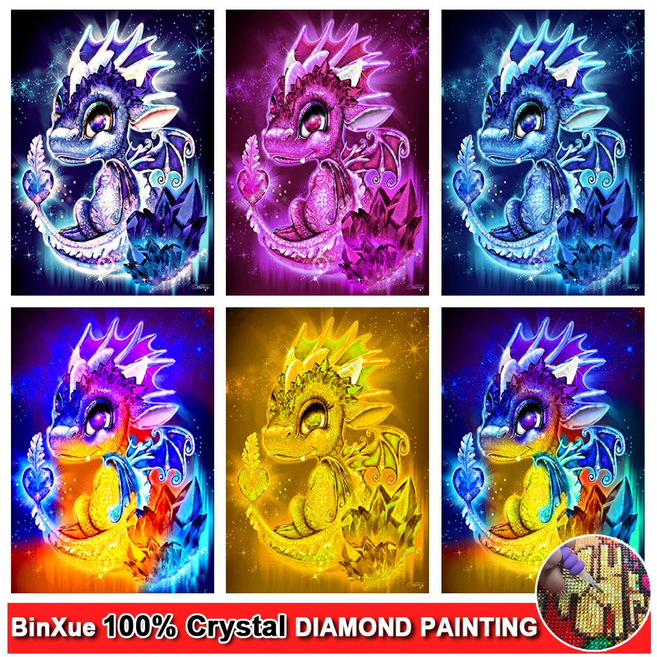 

Animal 5D DIY Full Square/Round 100% Crystal Diamond Painting Colorful Dinosaur Rhinestone Cross Stitch Diamond Mosaic DIY Art