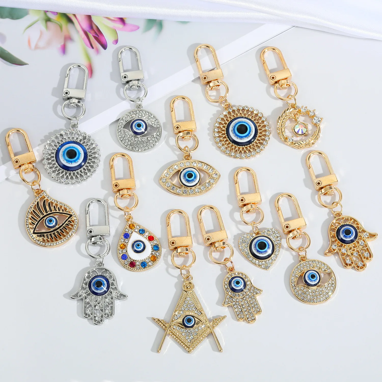 

Evil Eye Keychain Protection Charm for Men Women Car Key Ring Bag Purse Accessories Good Luck Amulet Jewelry