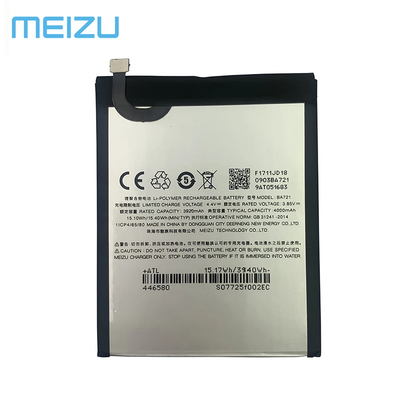 Новый оригинальный аккумулятор BA721 4000 мАч запасные части для смартфона Meizu Meilan Note6