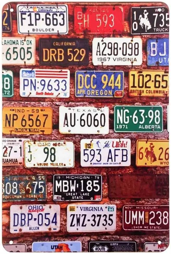 OYEGO Lcense Plte Tn Sgn Knds Of Cr On the Old Red Brck Vntge Metl Sgns для Cfes Brs Pubs Shop Wll Decortve Funny Retr