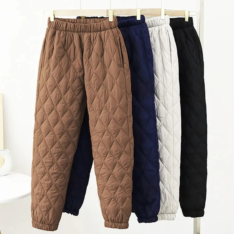 

Rimocy 2022 Winter Elastic Waist Down Pants Women Solid Color Thicken Warm Harem Pants Woman Baggy Padded Quilted Trousers Mujer