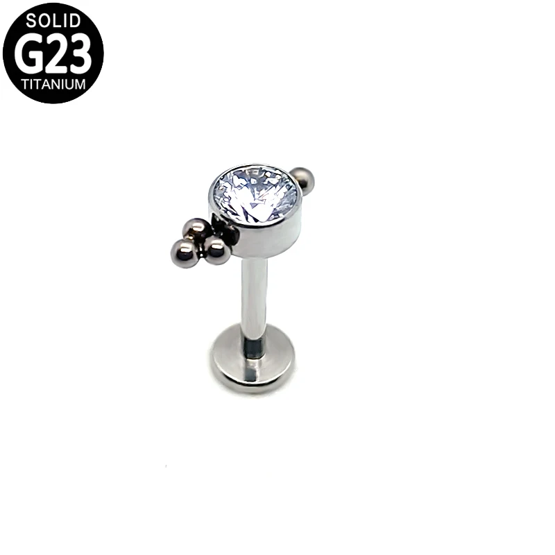 

G23 Titanium Lip Rings Labret Piercing Zircon Ball Cluster Helix Ear Tragus Cartilage Earring Labret Lip Stud Jewelry
