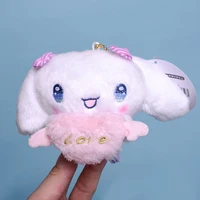 new cute cartoon anime kawali peach heart kuromi cinnamoroll plush stuffed doll toys fashion keychain pendant toy for girls gift