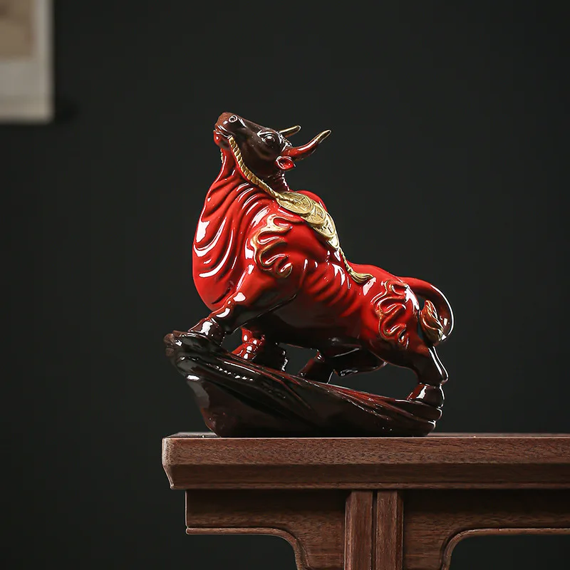 

Kezhuang Cow Ornaments Office Boss Desk Business High-End Backflow Incense Lamp Ring Decorative Soft Outfit Housewarming Opening