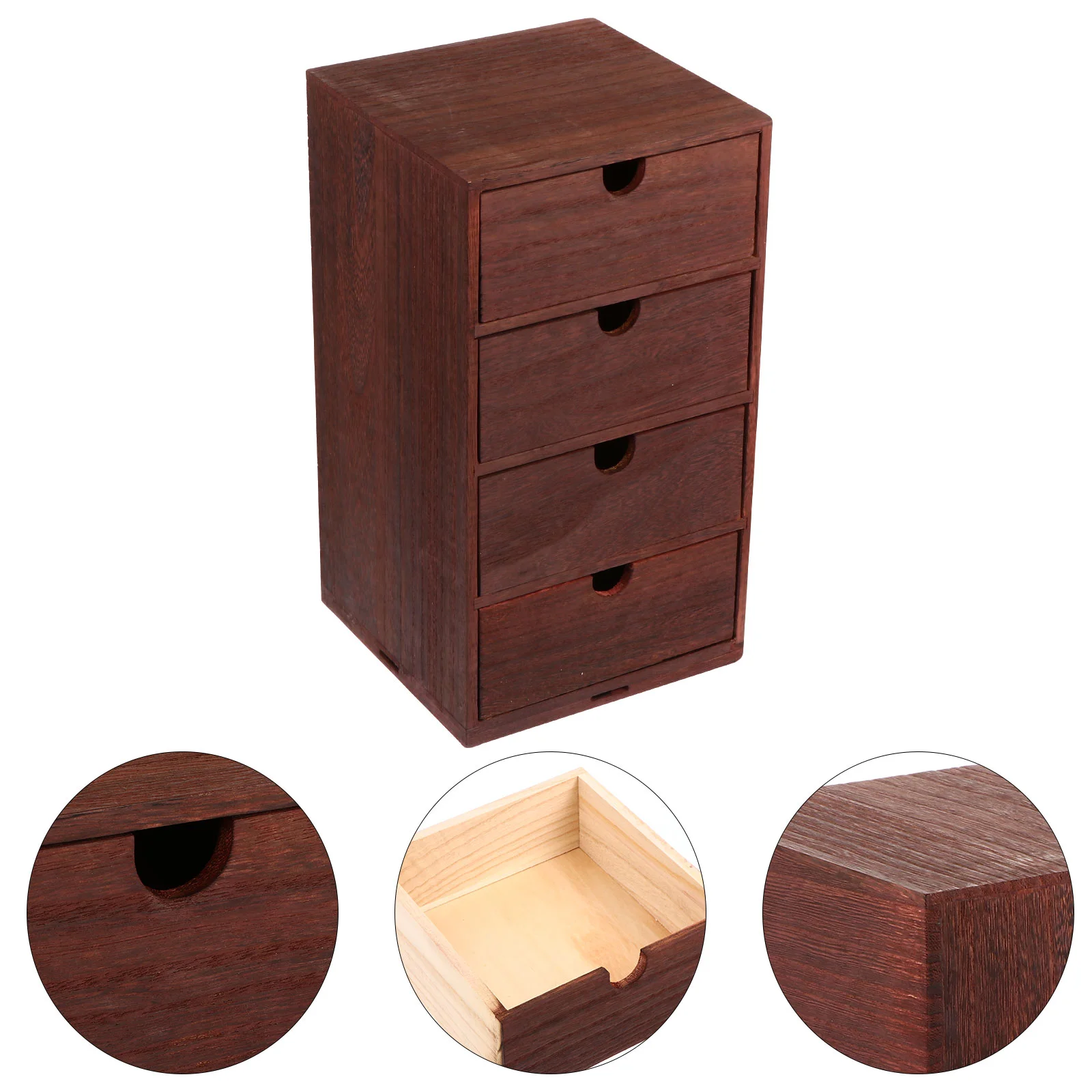 

1pc Desk Drawer Organizer Wooden Storage Box Jewelry Storage Case (Four-layer)