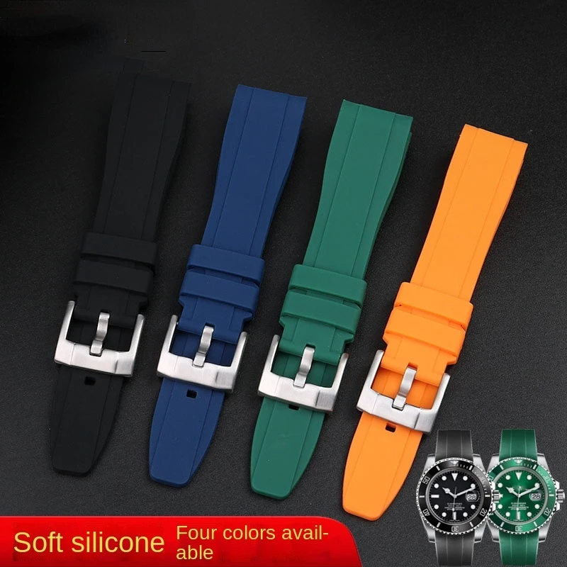 High-quality Rubber watchband 19mm 20mm 22mm bracelet for omega moonswatch seiko rolex tudor watch band curved end watch strap