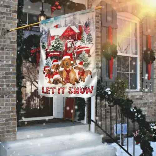 Флаг для сада с таксой «Let It Snow», флаг для собачьей будки, рождественский двусторонний флаг ZZU WWL UUN (art.: 3920dcc2264e2) - 3920dcc2264e2