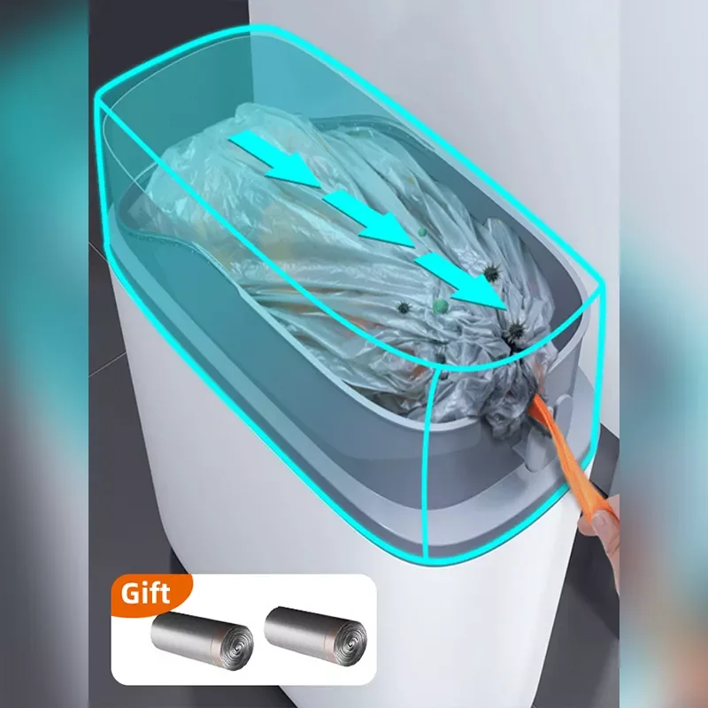 

15L Trash Can Privacy Dustbin Bin for Kitchen Bathroom Waterproof Large Waste Bin Packaging Easy To Pack Darwstring With Lid