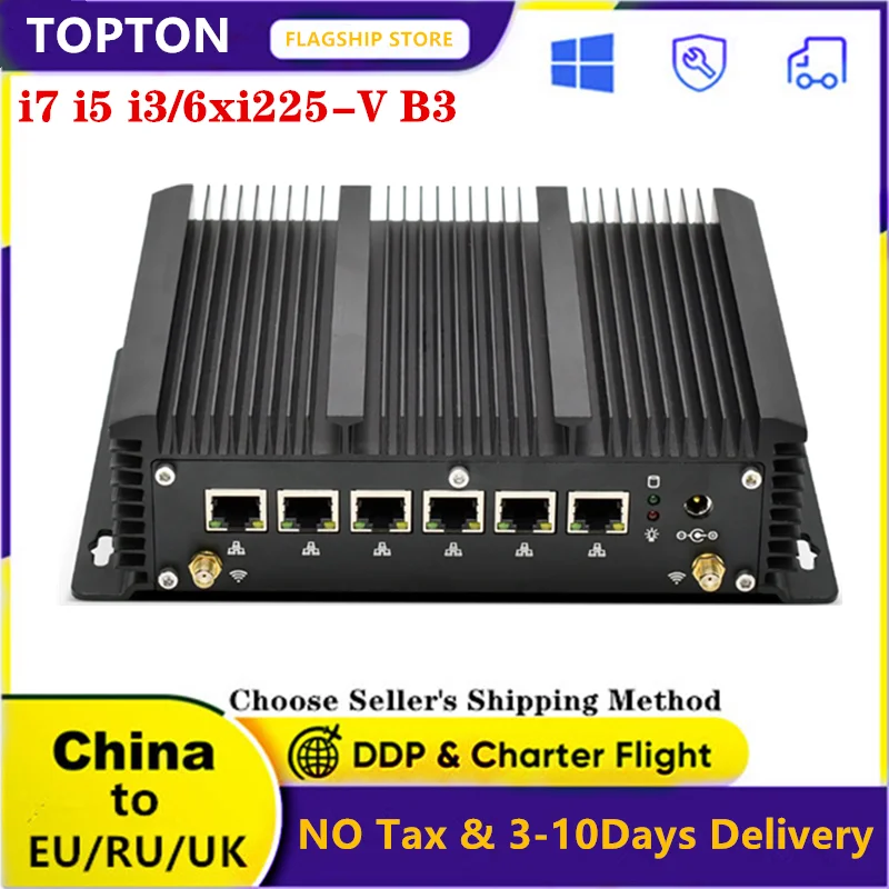 

2022 6xIntel i225-V B3 2500M Nics Mini PC Fanless Mini Router i7 10810U i5 10210U 2*Rs232 pfSense ESXi Firewall Router Computer