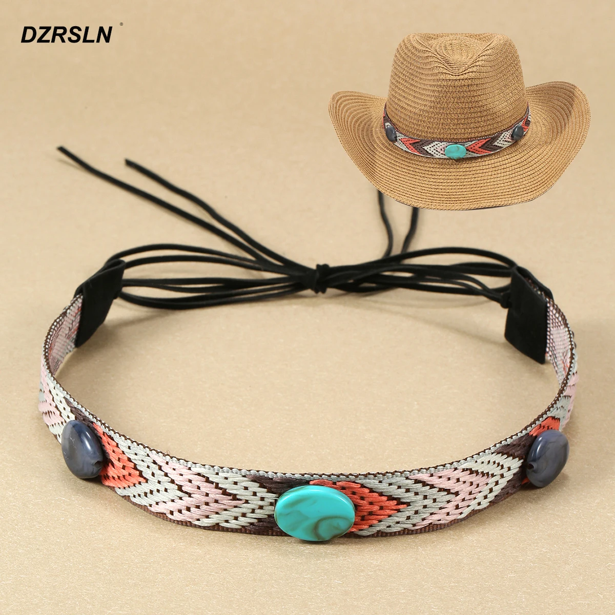 

Wholesale Cowboy Hat Accessories Brand Ribbon Vintage Belt Hats Dec Shell Accessory Summer Hat DIY 1 PCS/Package