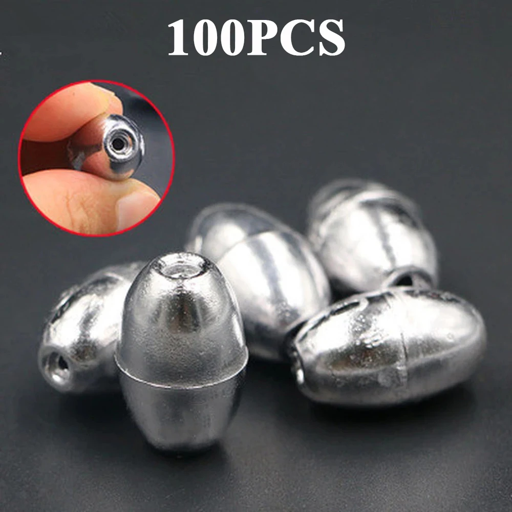 50/100pcs Fishing Weight Sinker Fishing Olive Shape Rig Sinkers Fishing Weights Split Shot Sink Fishing Tackle Tool Accessories 2