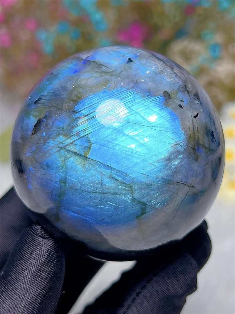 Природный кристалл лабрадорит Сфера с дождем лук свободная форма резьба Рейки