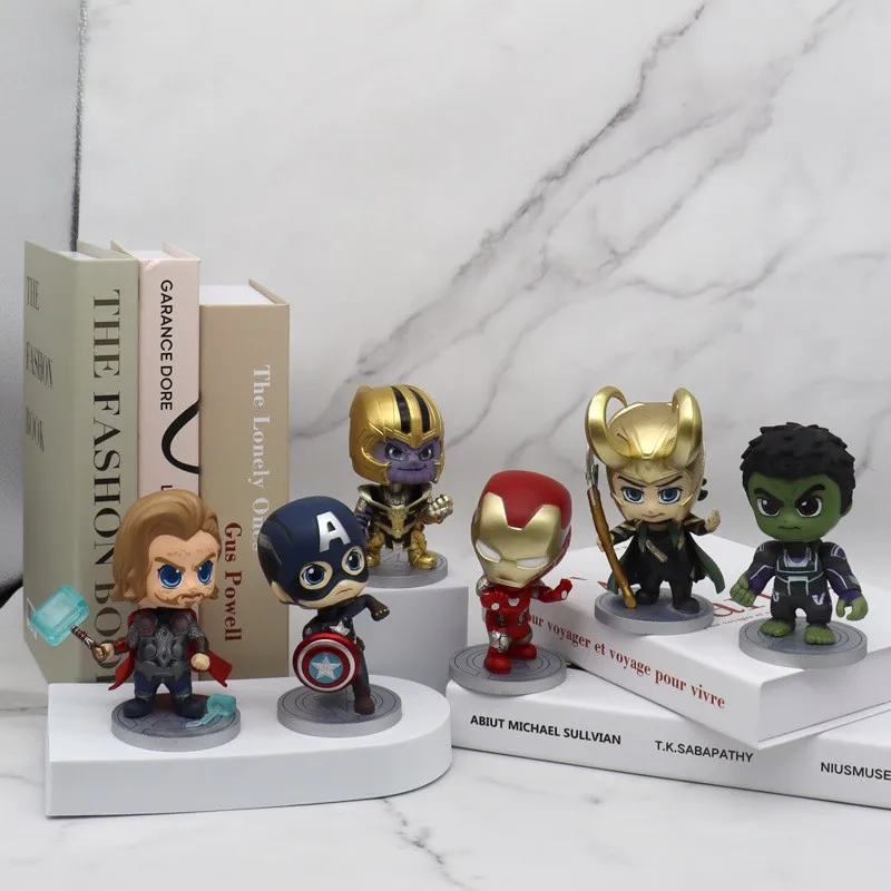 

Disney 15cm Q Posket Avengers Endgame Thanos Spiderman Hulk Iron Man Captain America Thor PVC Action Figure Model Toys Doll