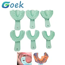 3 pairs Dental Implant Tray Green Full Mouth Removable Partial Mold Tray Easy To Fold Baffle Plastic Dentist Tool Material S/M/L