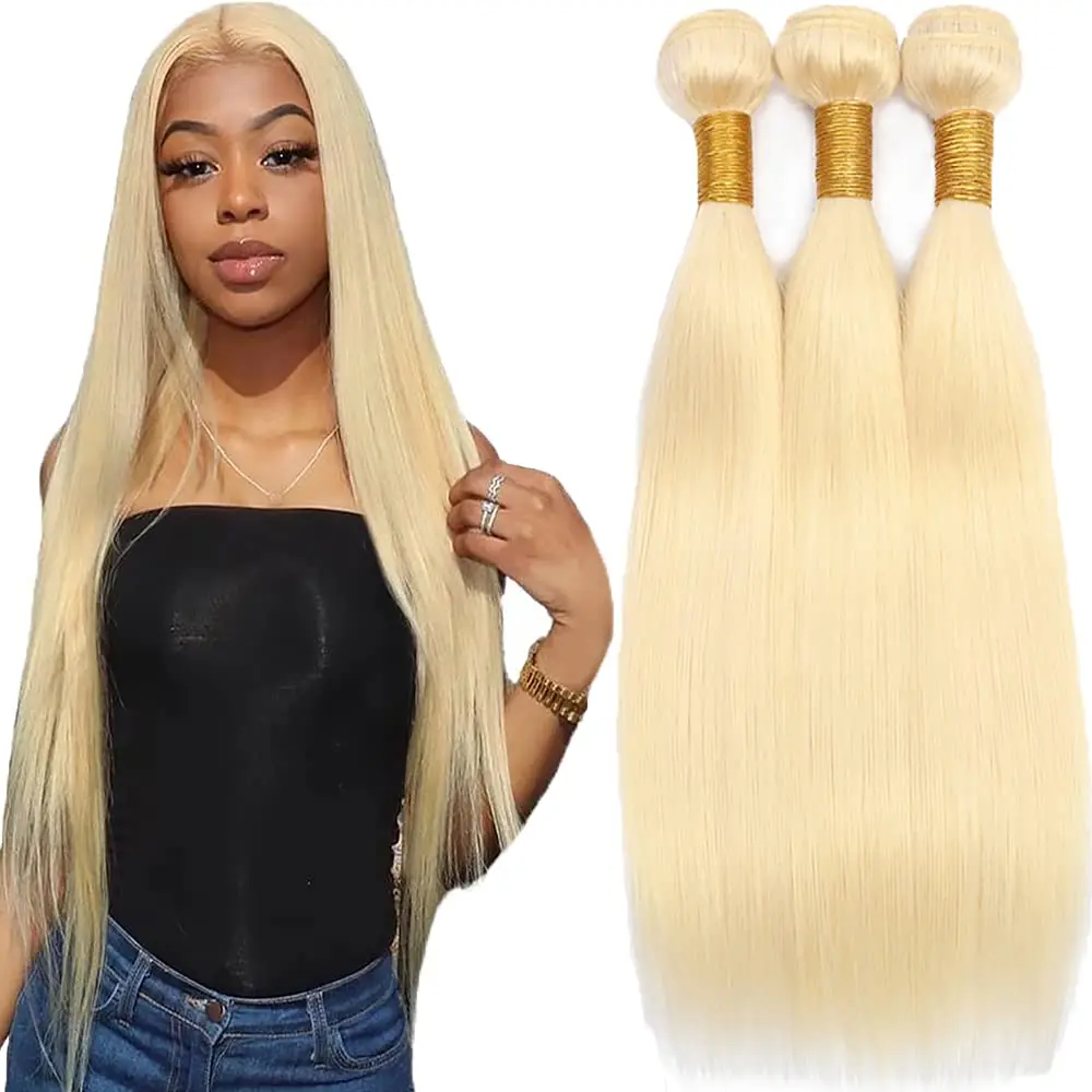 

613 Blonde Bundles Human Hair 10A Straight Honey Blonde Straight Hair 10-30Inch Brazilian Virgin Remy Hair Weave For Black Women