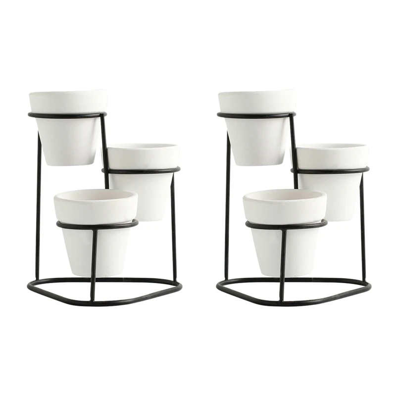 

6X Nordic Style Home Mini High-Quality Flower Pots Simple Garden Indoor Modern Plant Display Stands-White