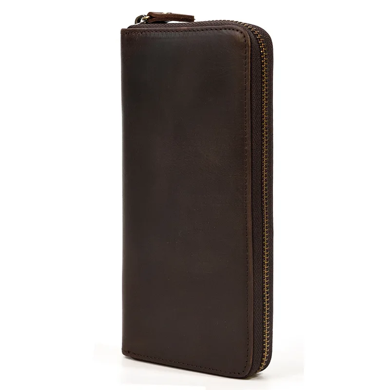 Crazy Horse Men Long Wallet Vintage Coin Purse Genuine Leather Money Bag Multiple Card Slots Men Card Wallet Men's Designer Bag