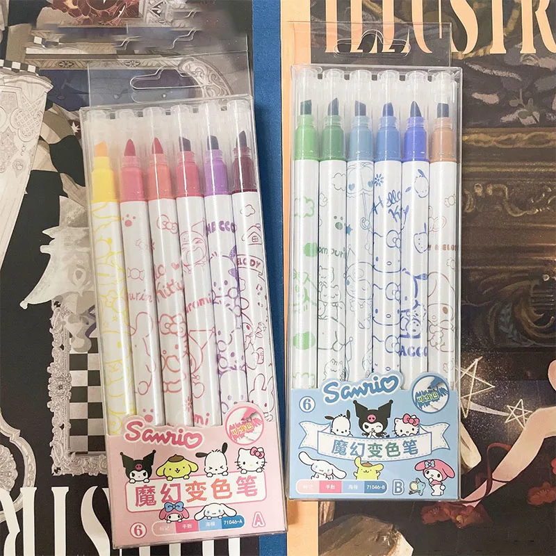 

Hello Kitty Sanrio Kawaii Highlighter Anime Kuromi Cinnamoroll My Melody Children Learning Markers Stationery Supplies Gift