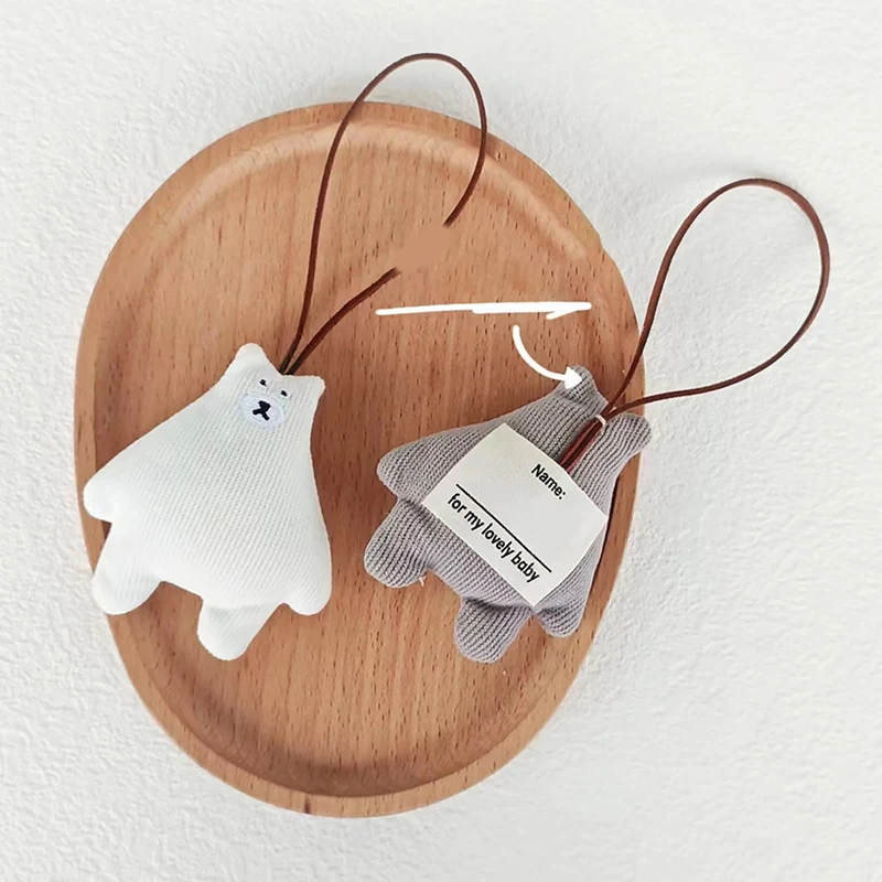 

Cute Cartoon Bear Plush Doll Name Tag Keychain Soft Stuffed Animal Dolls Keyring For Girls Bag Pendant Bags Accessories