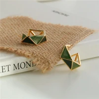 korean version creative fashion geometric triangle pattern ladies green earrings womens exquisite personality party ear accesso