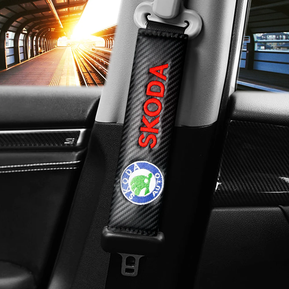 

2PCS Car Seat Belt Cover Shoulder Pad Comfortable Driving For Skoda Octavia Fabia Rapid Yeti Superb a5 a7 a2 Kamiq
