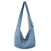 denim packages for women 2022 new fashion leisure or travel bags large capacity shoulder bags solid blue tooling package