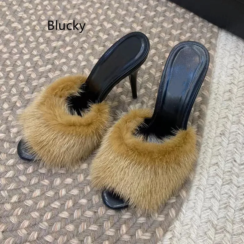 

Сандалии женские кожаные с квадратным носком, плюшевые Босоножки с открытым носком, повседневная обувь для отдыха на открытом воздухе