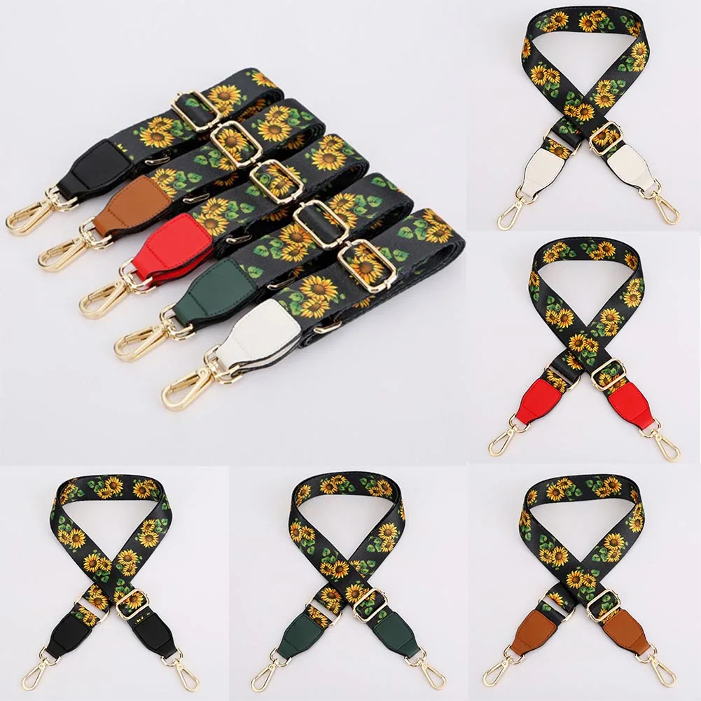 

Широкий наплечный ремень с красивым рисунком подсолнуха, регулируемый ремешок для сумок из полиэстера «сделай сам», модные Сменные аксессу...